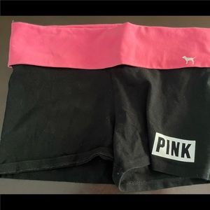 PINK yoga shorts hot pink and black